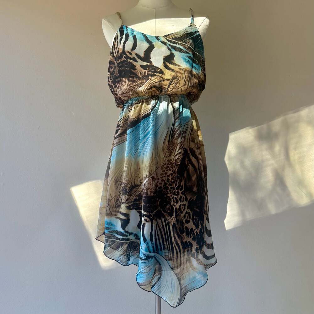 Animal Print Sleeveless High-Low Dress